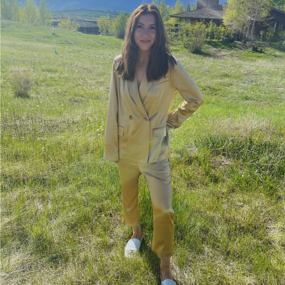 Safi Silk-Satin Track Pants - Gold (Worn Once)